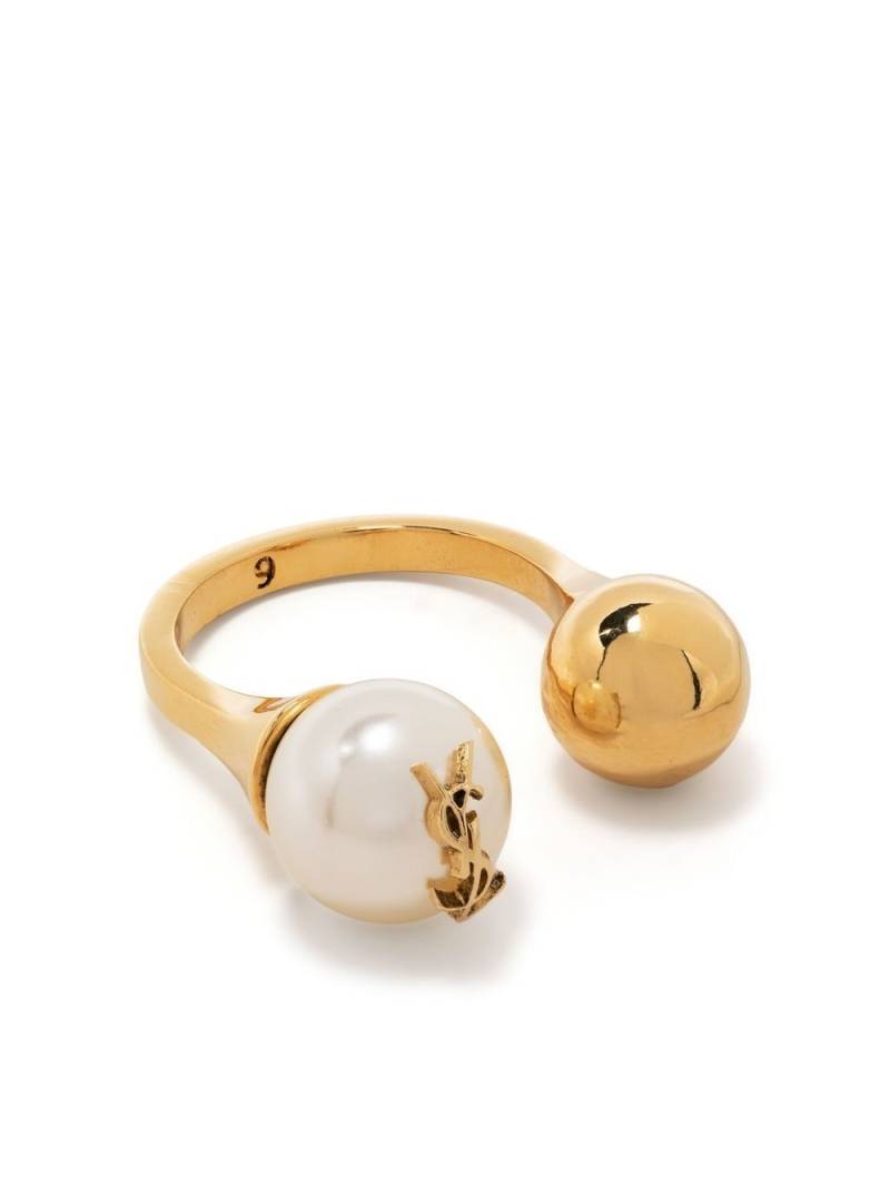 Saint Laurent Cassandre pearl ball ring - Gold von Saint Laurent