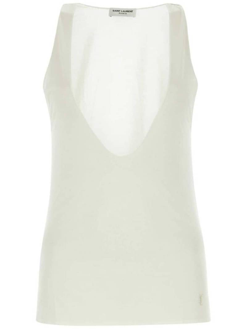 Saint Laurent Cassandre silk tank top - White von Saint Laurent