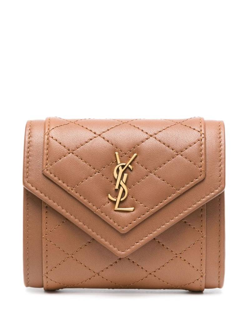 Saint Laurent Gaby quilted leather wallet - Brown von Saint Laurent