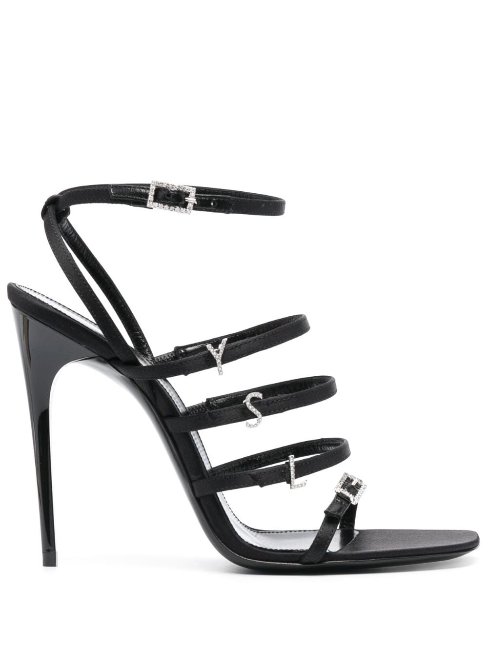 Saint Laurent Jerry 110mm silk-satin sandals - Black von Saint Laurent