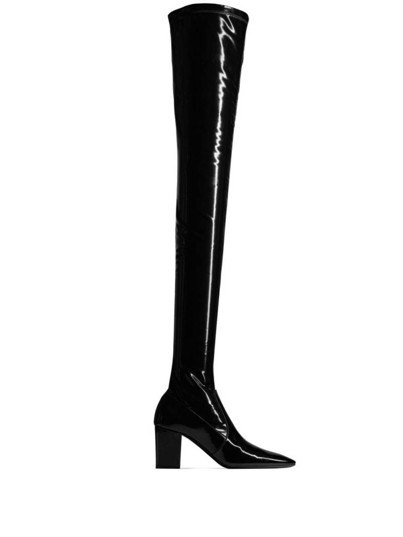 Saint Laurent Joelle 70mm patent-finish boots - Black von Saint Laurent