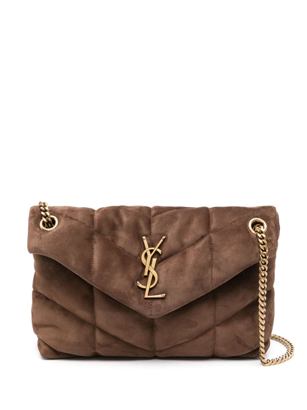 Saint Laurent Loulou Puffer small suede shoulder bag - Brown