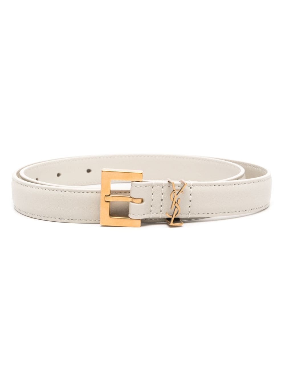 Saint Laurent Monogram square-buckle narrow belt - White von Saint Laurent