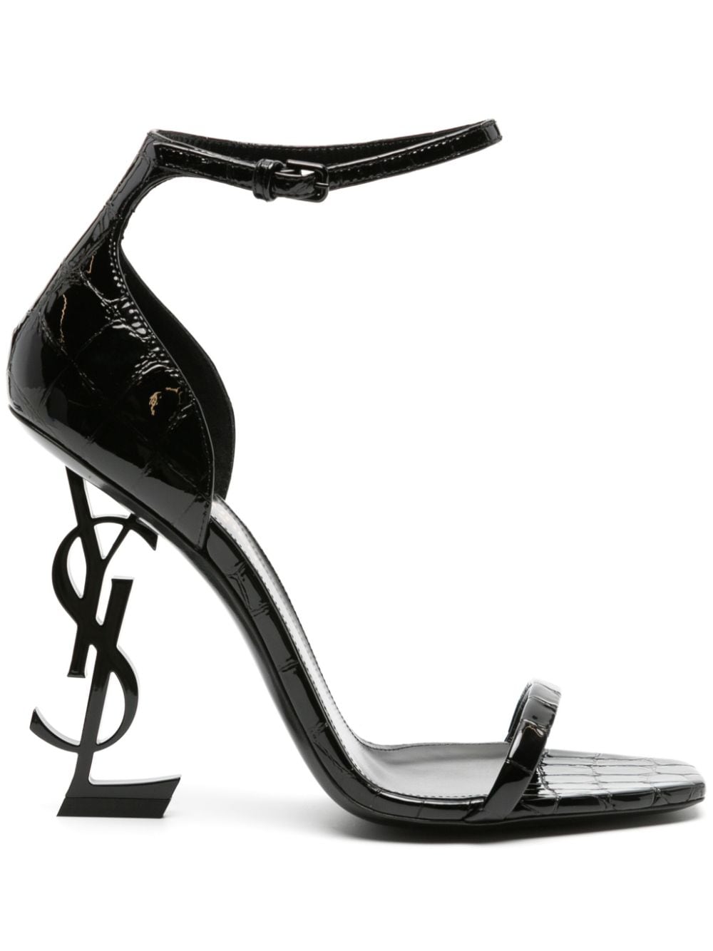 Saint Laurent Opyum 110mm crocodile-embossed sandals - Black von Saint Laurent