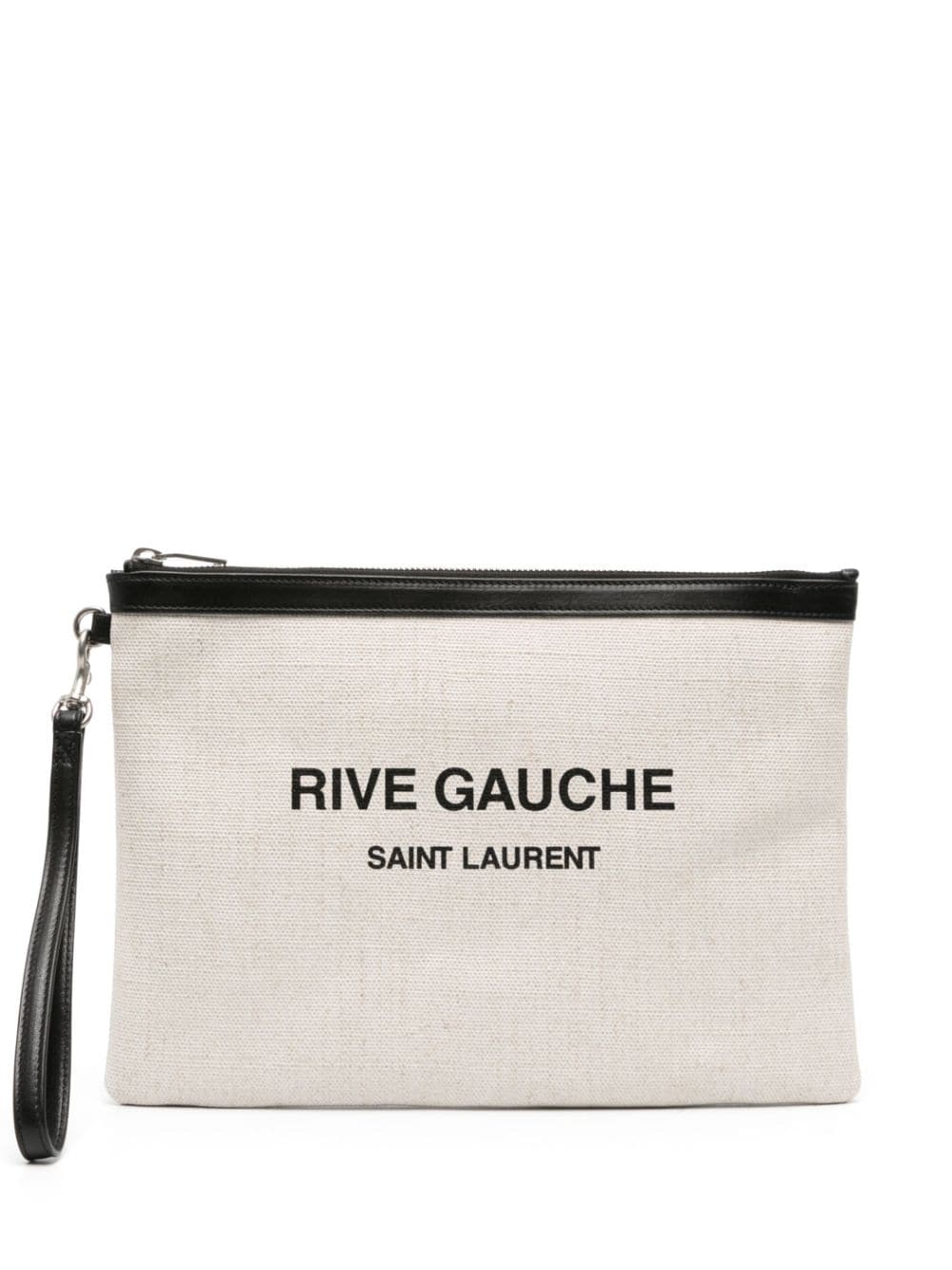 Saint Laurent Rive Gauche canvas clutch bag - Neutrals von Saint Laurent