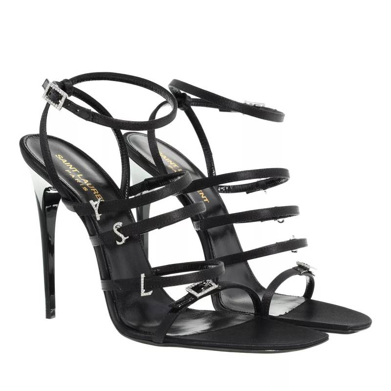 Saint Laurent Sandalen - Jerry Sandals In Crepe Satin And Rhinestones - Gr. 36 (EU) - in Schwarz - für Damen von Saint Laurent