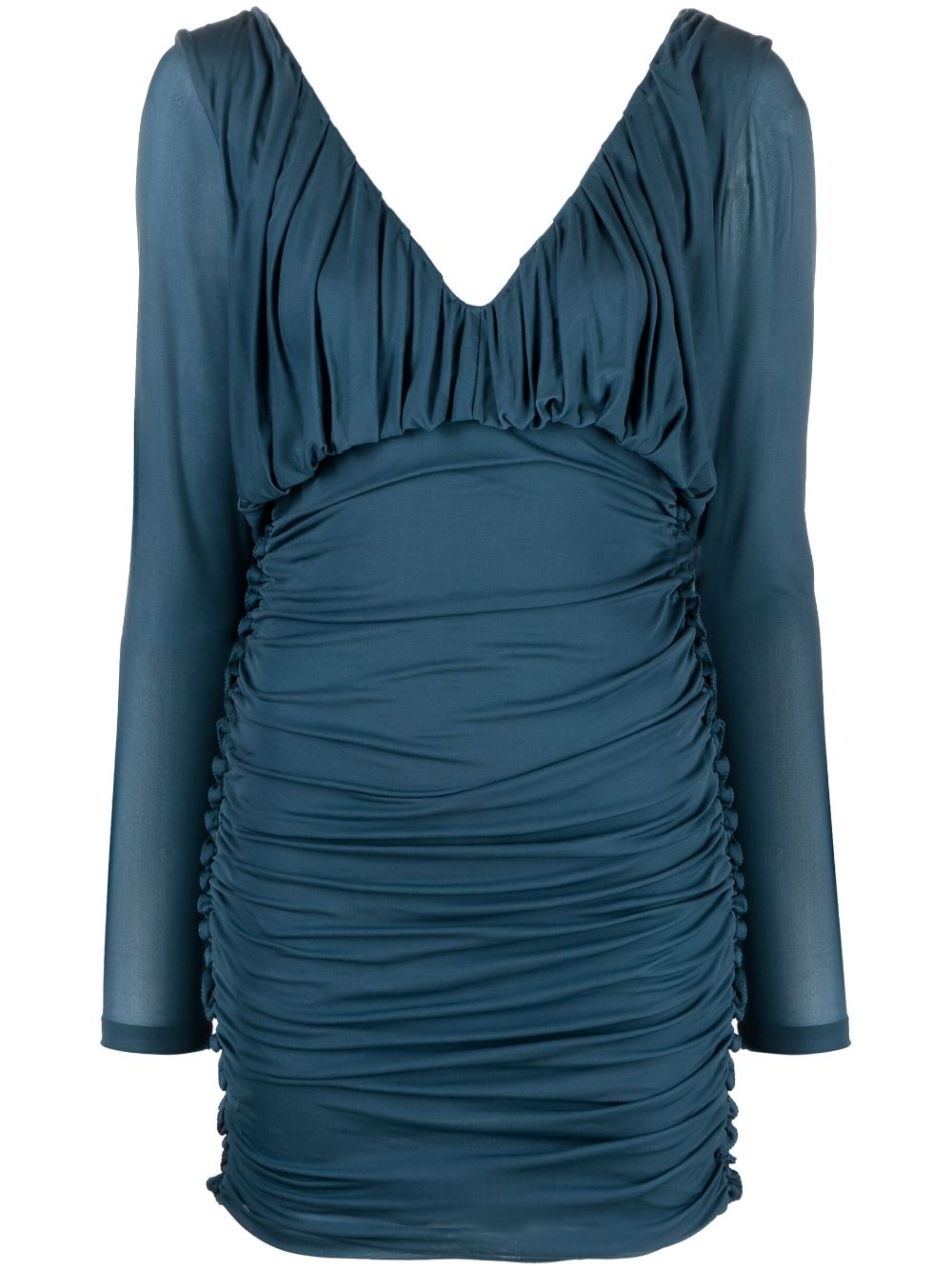 Saint Laurent V-neck draped mini dress - Blue von Saint Laurent