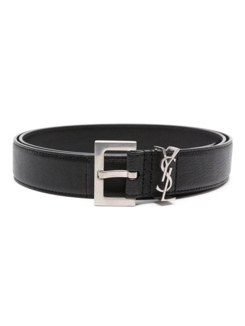 Saint Laurent YSL logo-plaque leather belt - Black von Saint Laurent