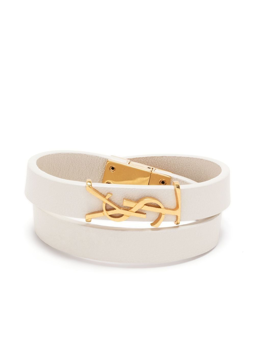 Saint Laurent YSL logo-plaque leather bracelet - Neutrals von Saint Laurent