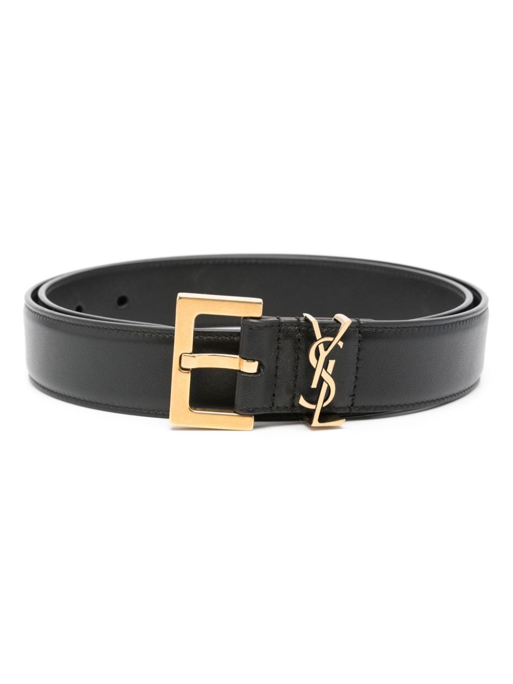 Saint Laurent Monogram square-buckle belt - Black von Saint Laurent