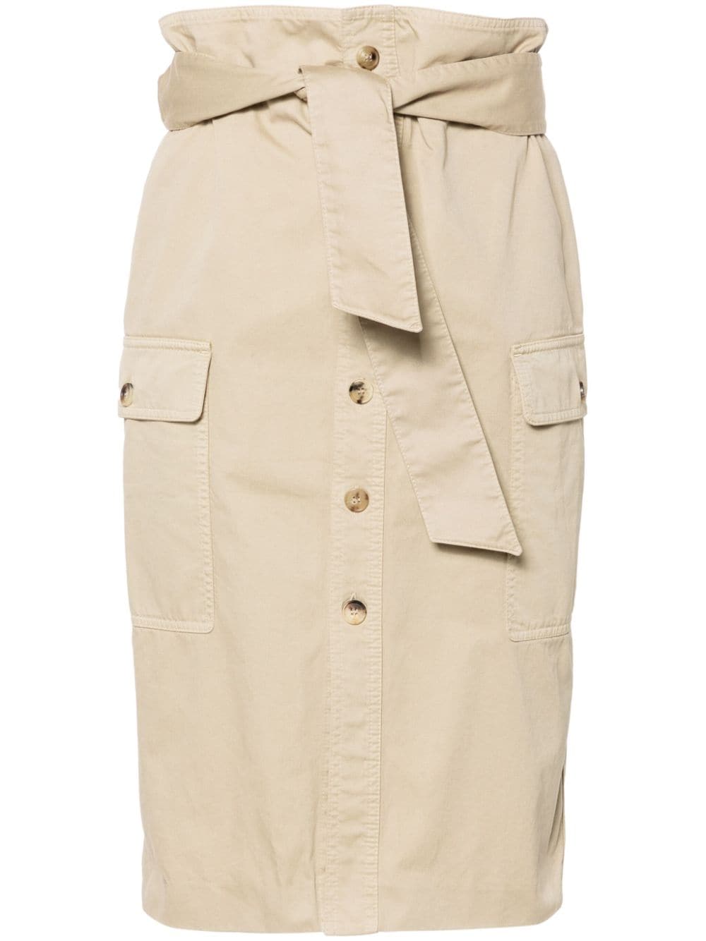 Saint Laurent belted high-waisted skirt - Neutrals von Saint Laurent