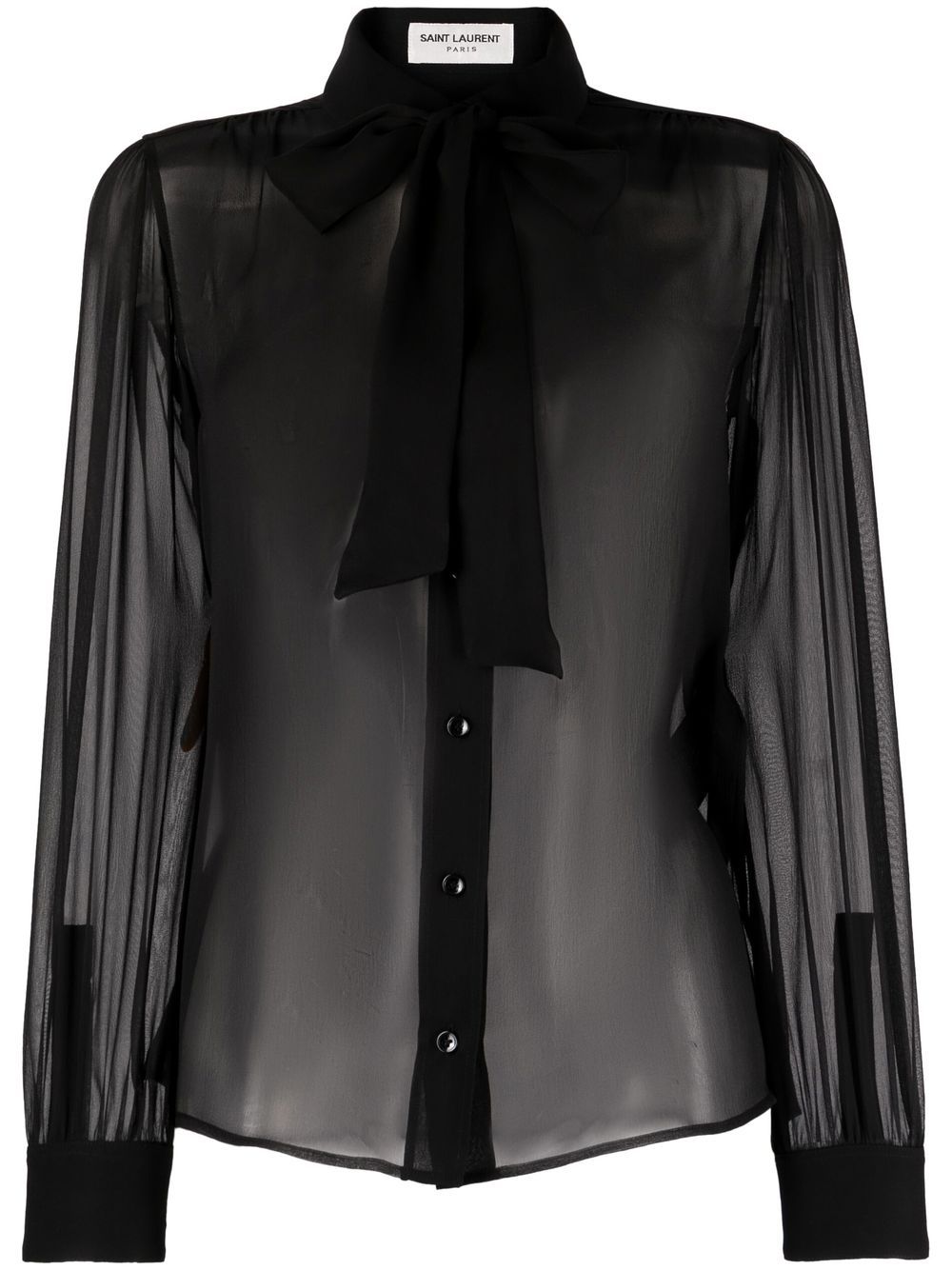 Saint Laurent bow-detailed sheer silk blouse - Black von Saint Laurent