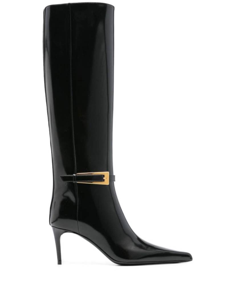 Saint Laurent buckle leather boots - Black von Saint Laurent