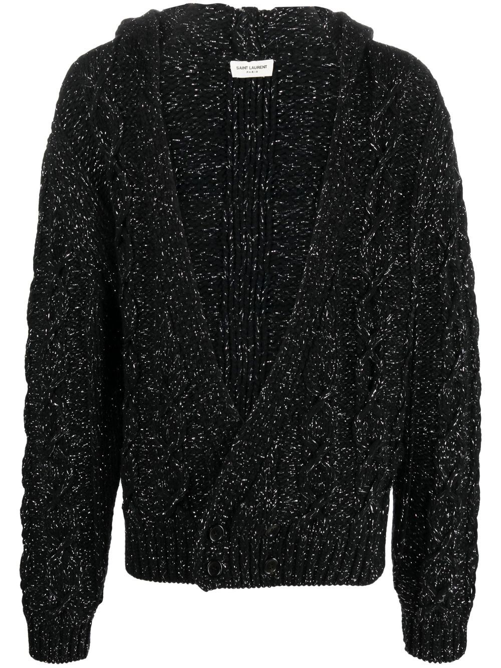 Saint Laurent chunky-knit hooded cardigan - Black von Saint Laurent