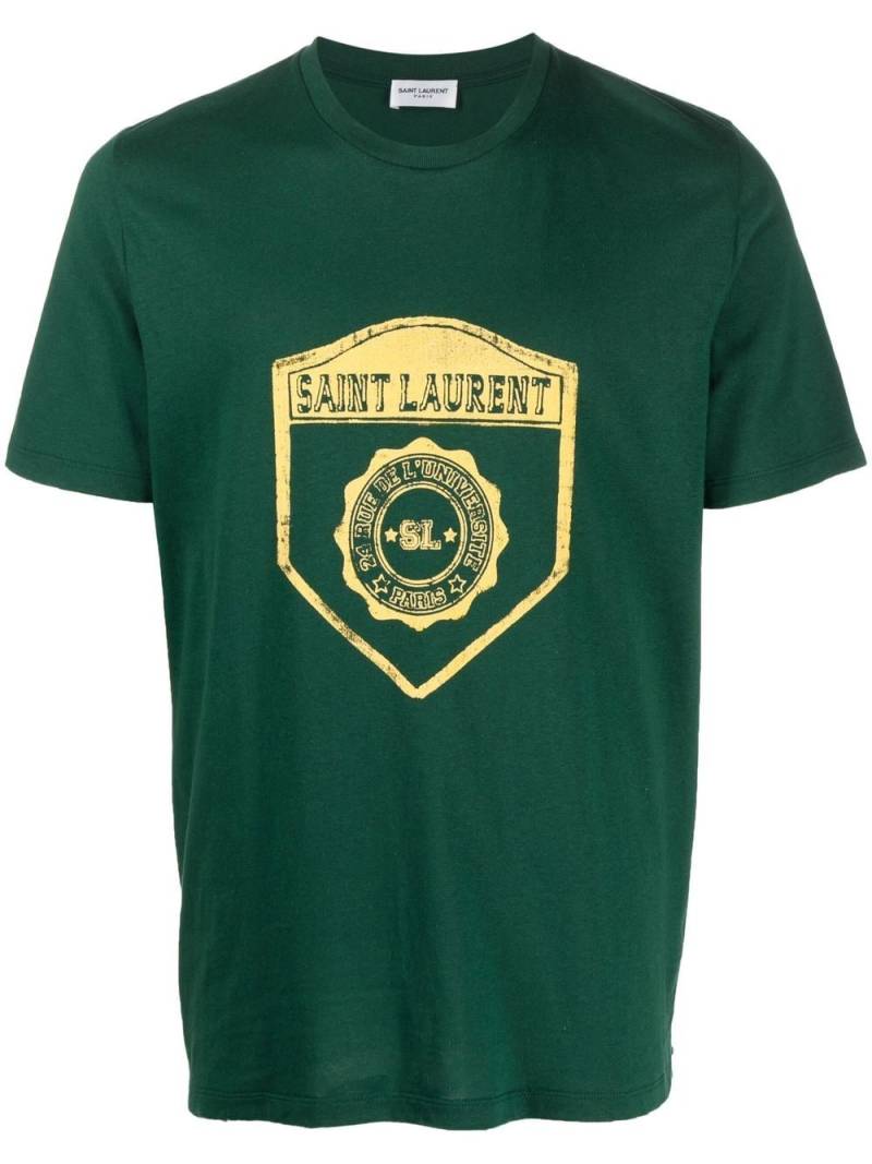 Saint Laurent crest-print short-sleeve T-shirt - Green von Saint Laurent