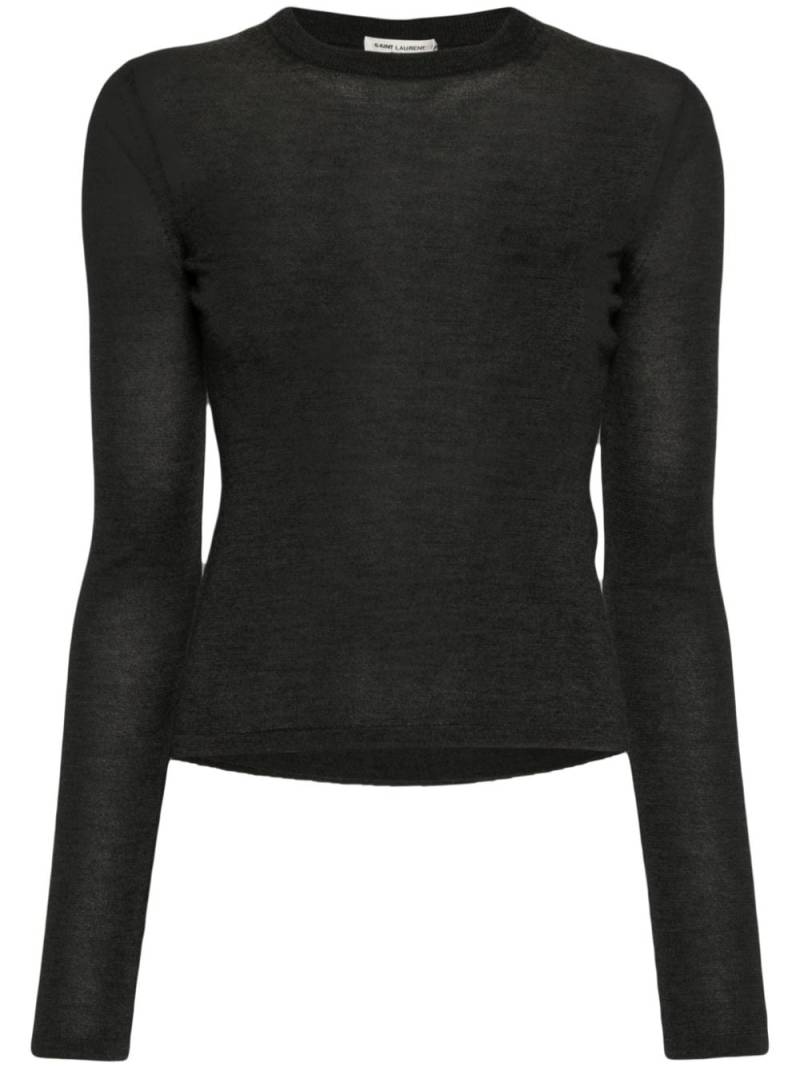 Saint Laurent crew-neck fine-knit jumper - Grey von Saint Laurent