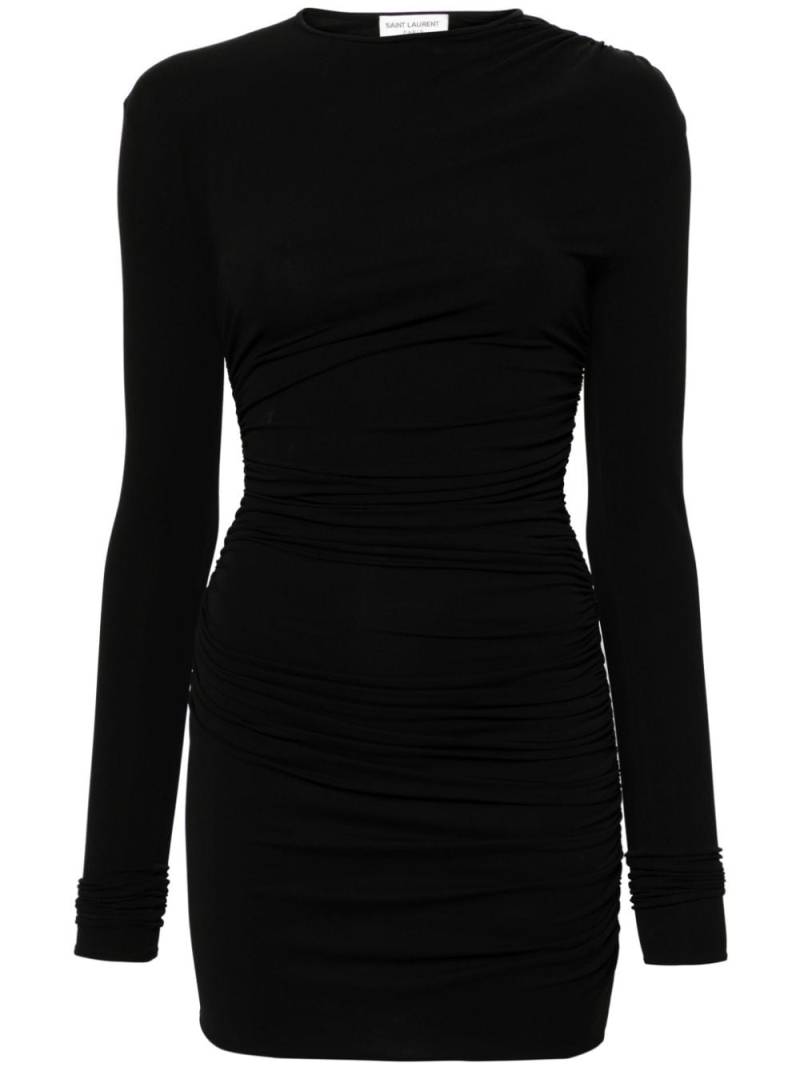 Saint Laurent crew-neck ruched minidress - Black von Saint Laurent