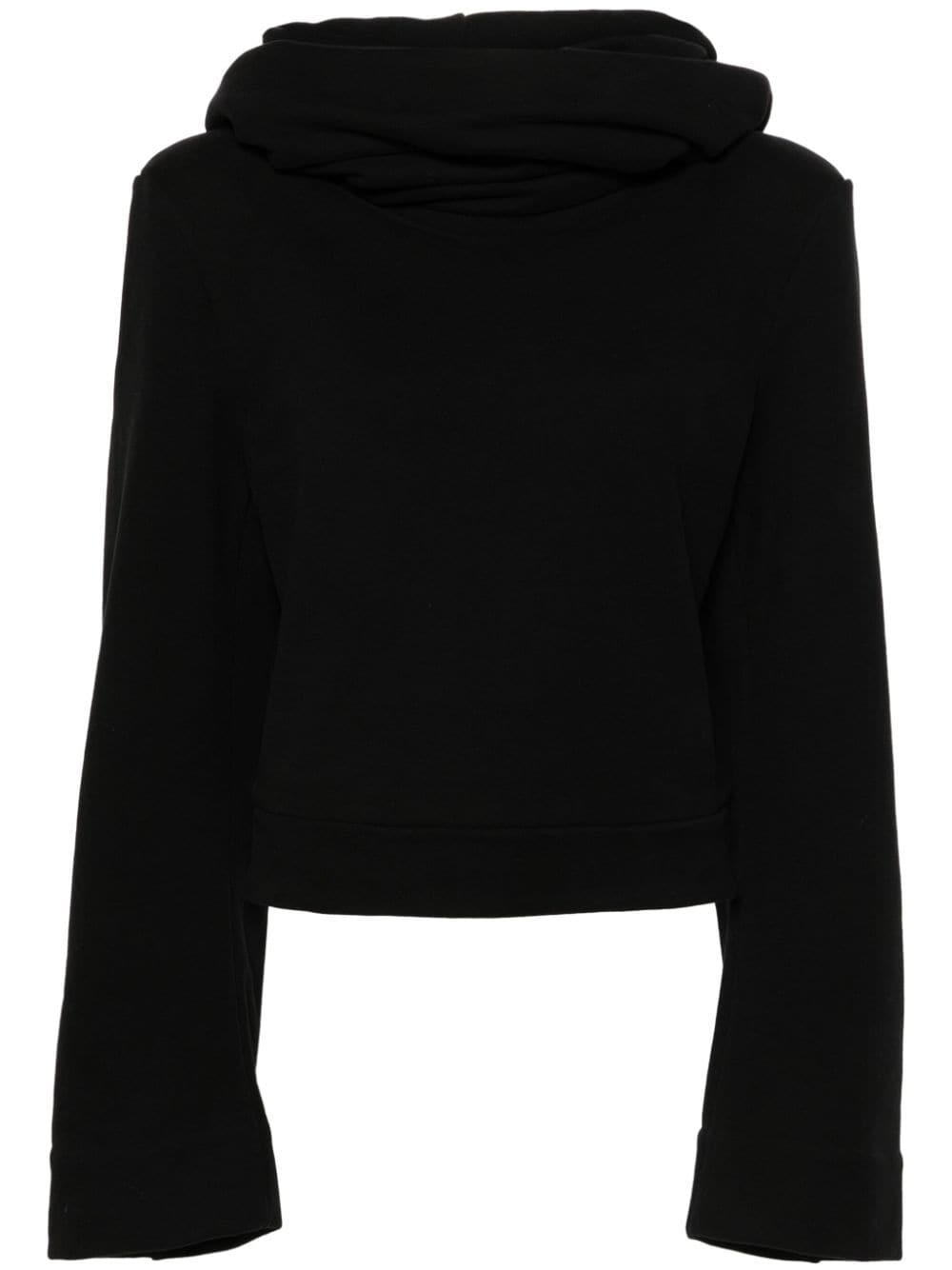 Saint Laurent cropped draped hoodie - Black von Saint Laurent