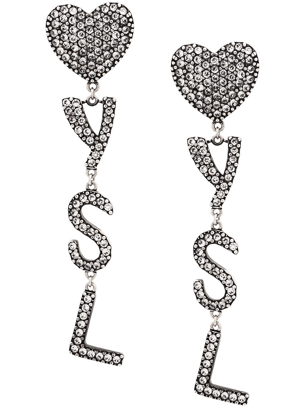 Saint Laurent crystal-embellished logo clip-on earrings - Silver von Saint Laurent