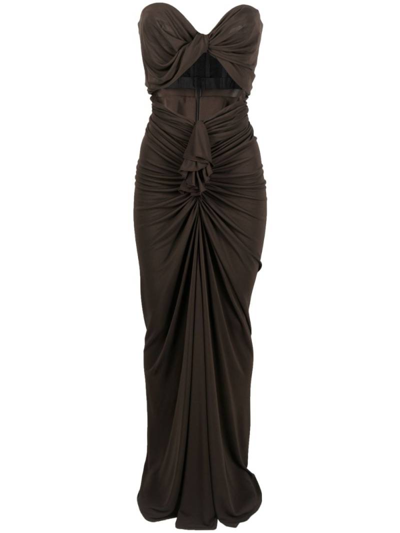 Saint Laurent cut-out bustier maxi dress - Brown von Saint Laurent