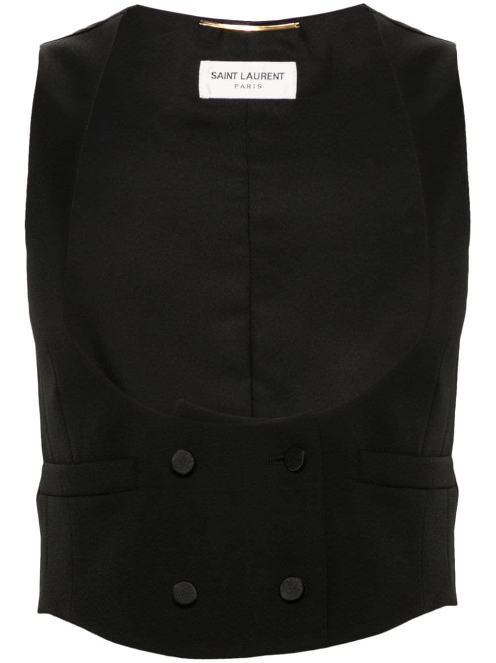 Saint Laurent double-breasted cropped waistcoat - Black von Saint Laurent