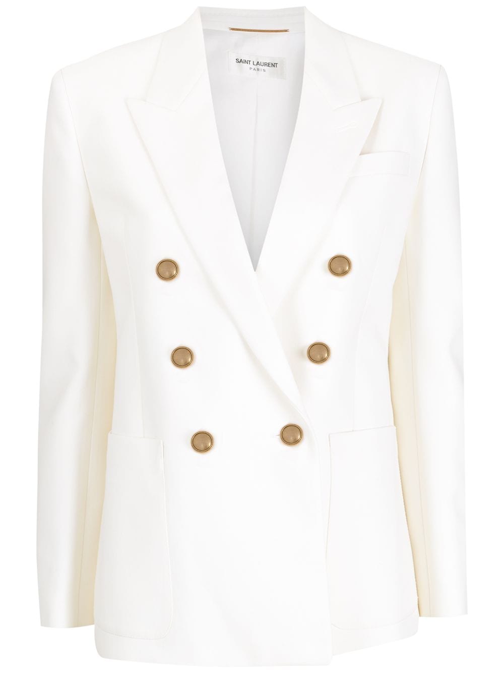 Saint Laurent double-breasted wool blazer - White von Saint Laurent
