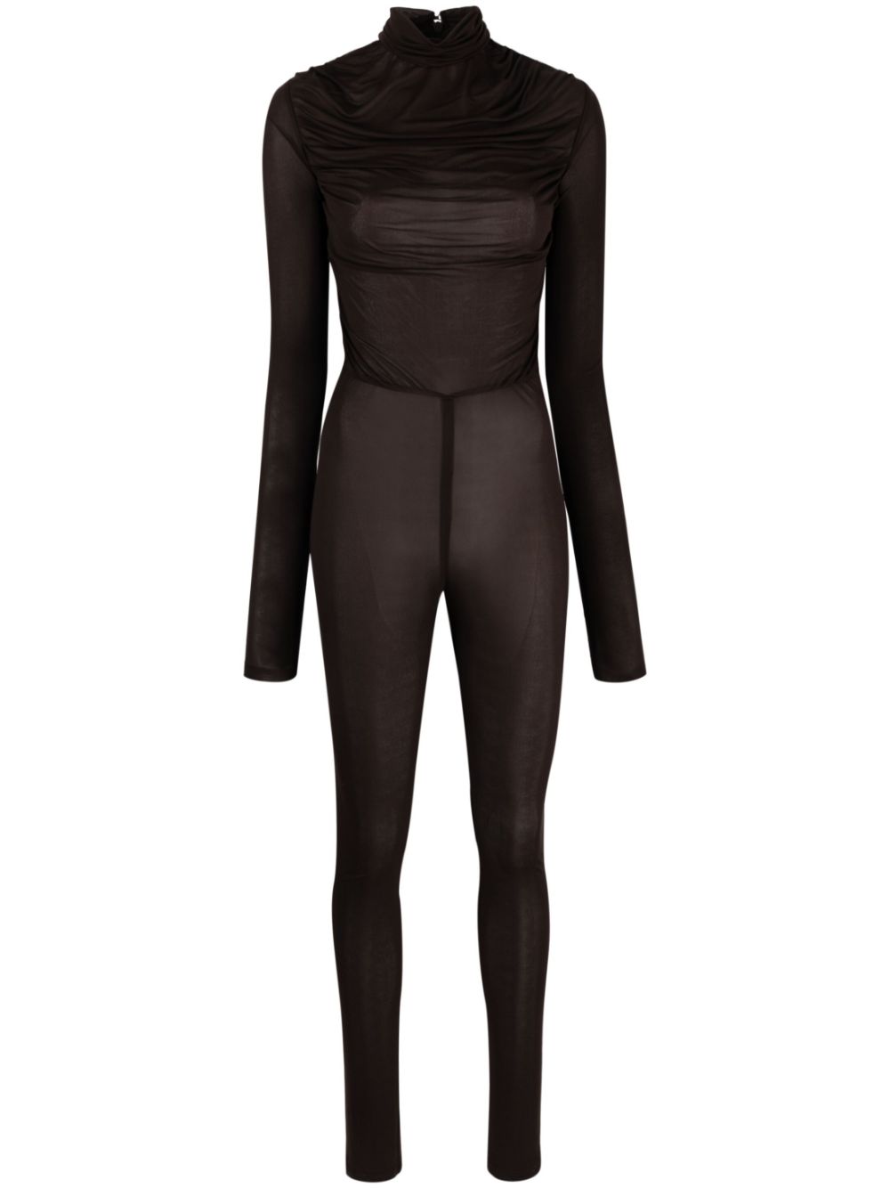 Saint Laurent draped-design semi-sheer jumpsuit - Brown von Saint Laurent