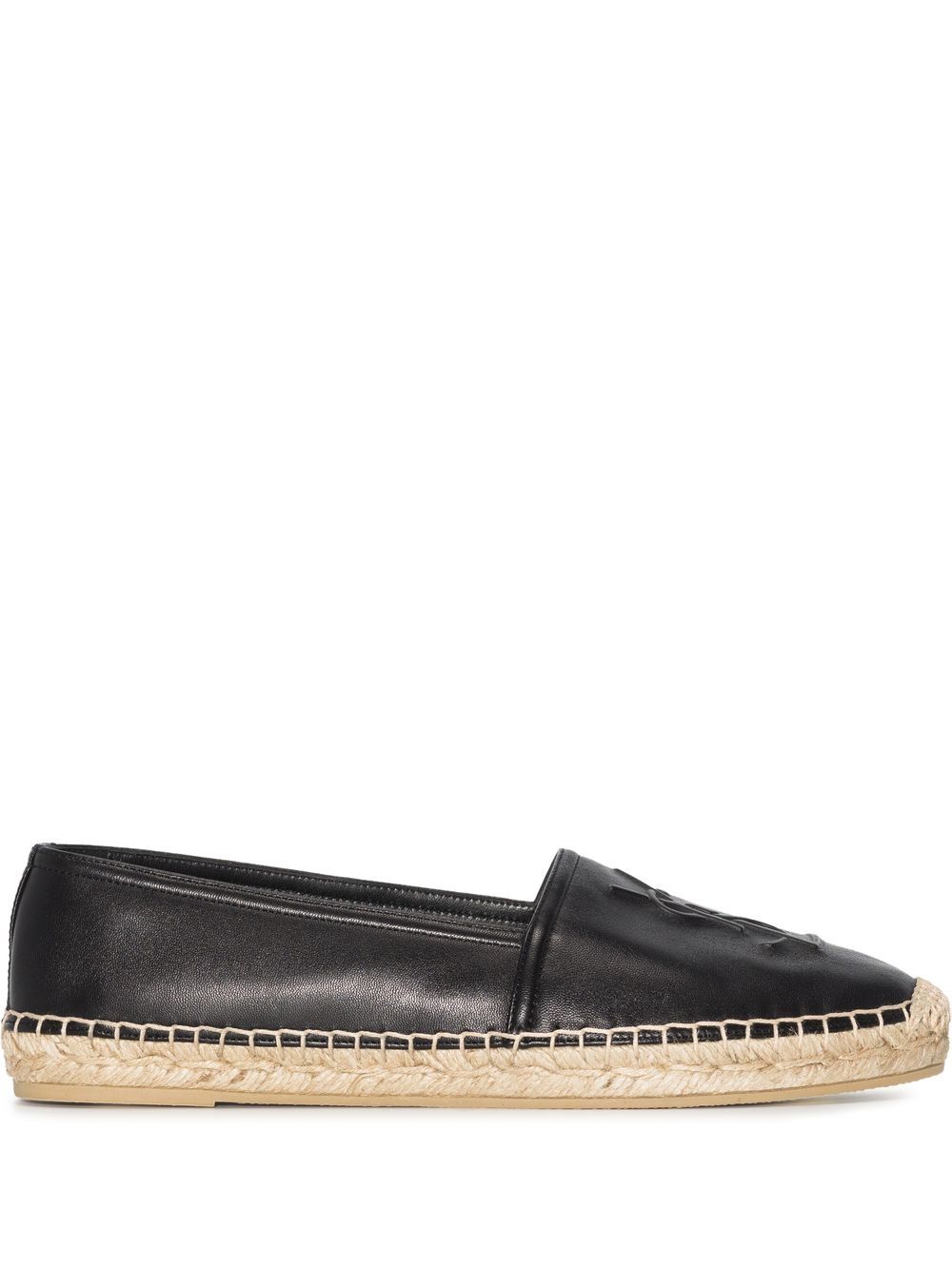 Saint Laurent embossed-logo leather espadrilles - Black von Saint Laurent