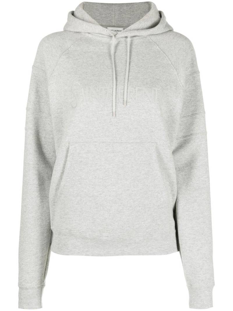 Saint Laurent embroidered-logo cotton hoodie - Grey von Saint Laurent