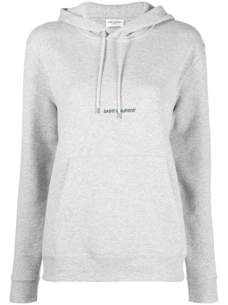 Saint Laurent embroidered logo long-sleeve hoodie - Grey von Saint Laurent