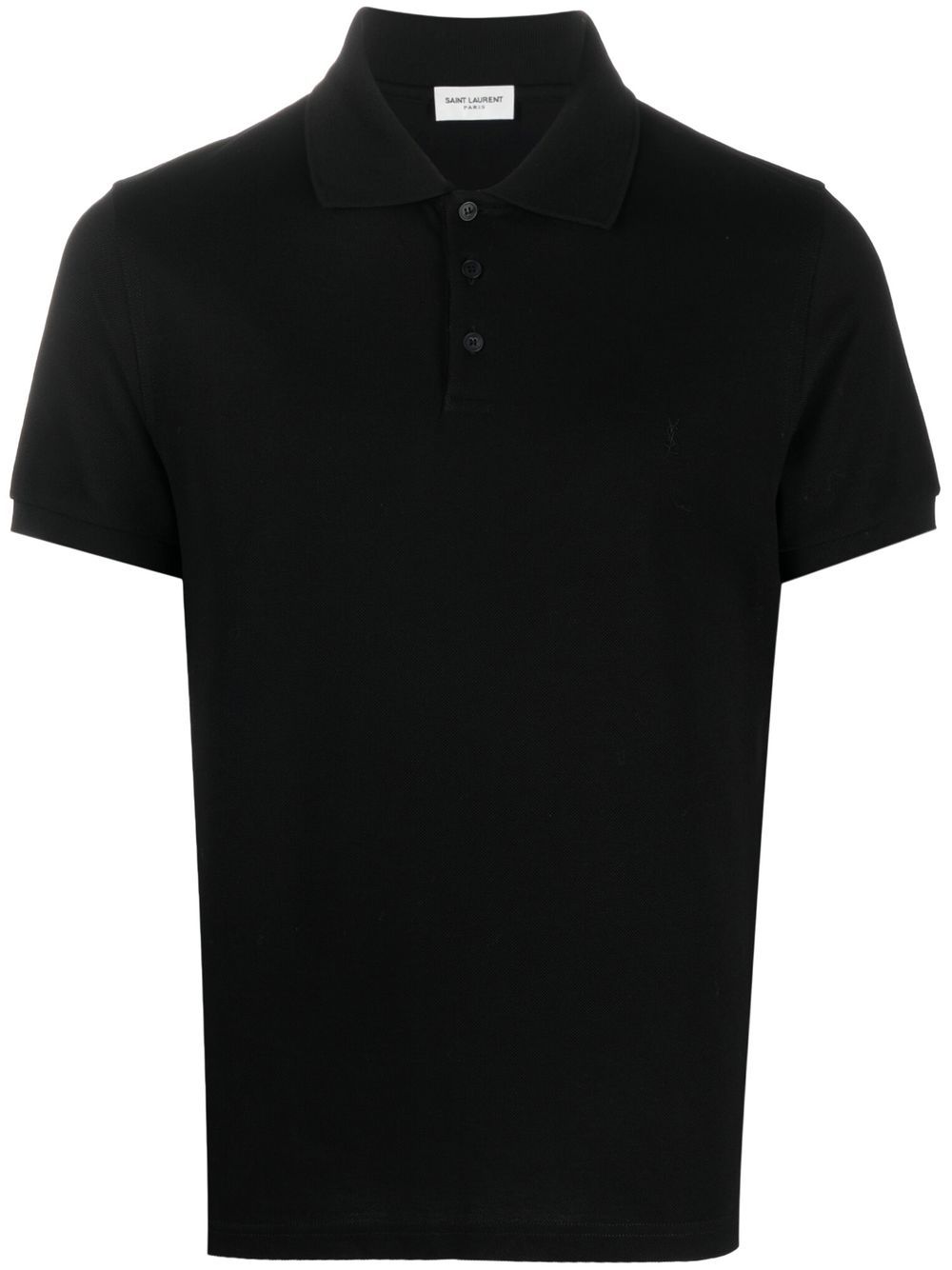 Saint Laurent embroidered-logo short-sleeved polo shirt - Black von Saint Laurent