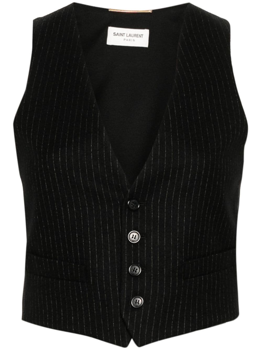 Saint Laurent embroidered pinstripe vest - Black von Saint Laurent