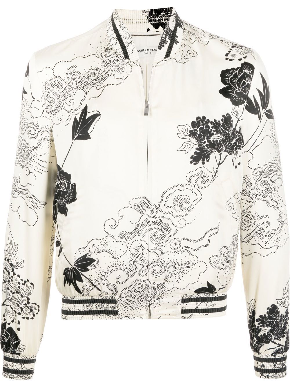 Saint Laurent floral-print bomber jacket - Neutrals von Saint Laurent