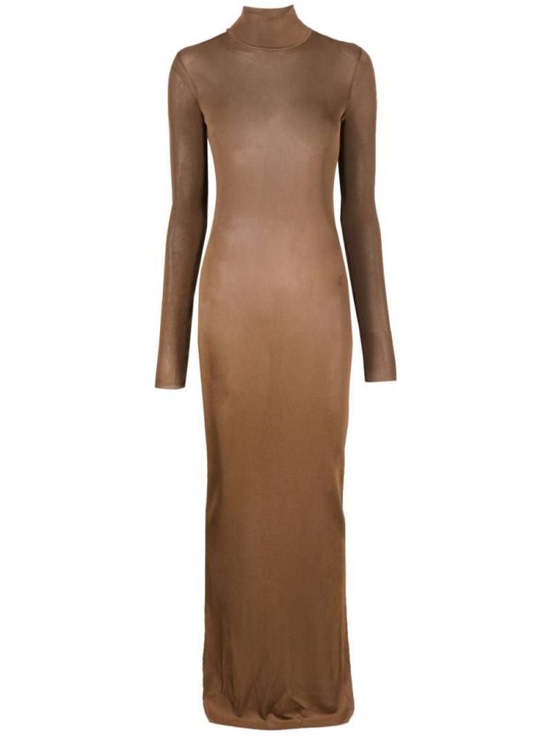 Saint Laurent funnel-neck long-sleeve dress - Brown von Saint Laurent