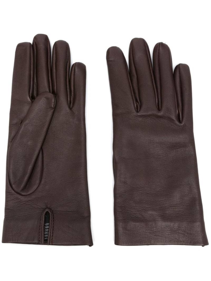 Saint Laurent grained leather short gloves - Brown von Saint Laurent