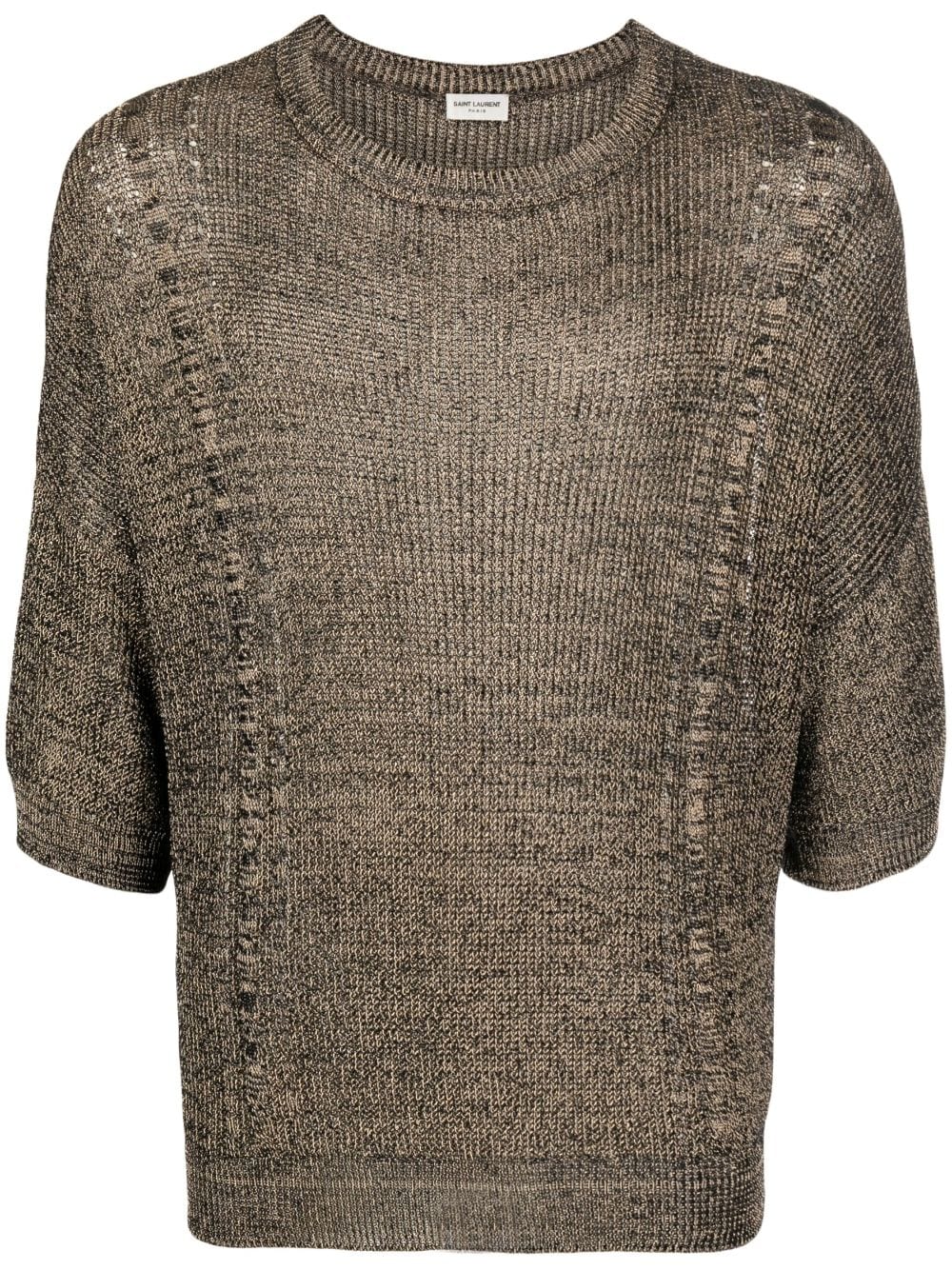 Saint Laurent half-sleeve knitted top - Gold von Saint Laurent