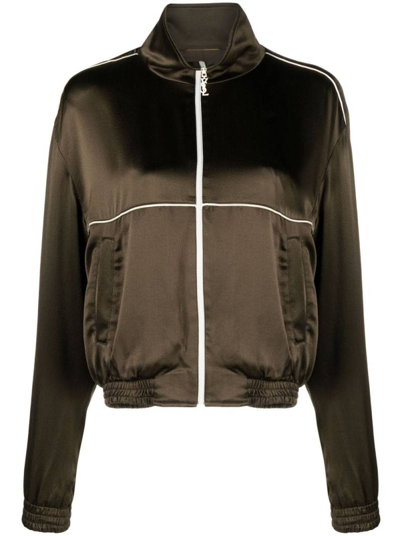 Saint Laurent high-neck silk track jacket - Brown von Saint Laurent