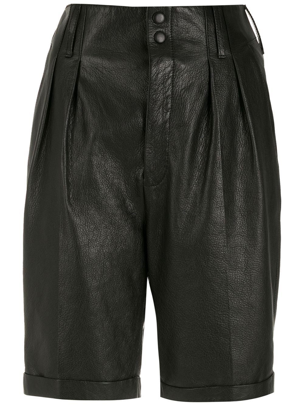 Saint Laurent high-waist leather shorts - Black von Saint Laurent