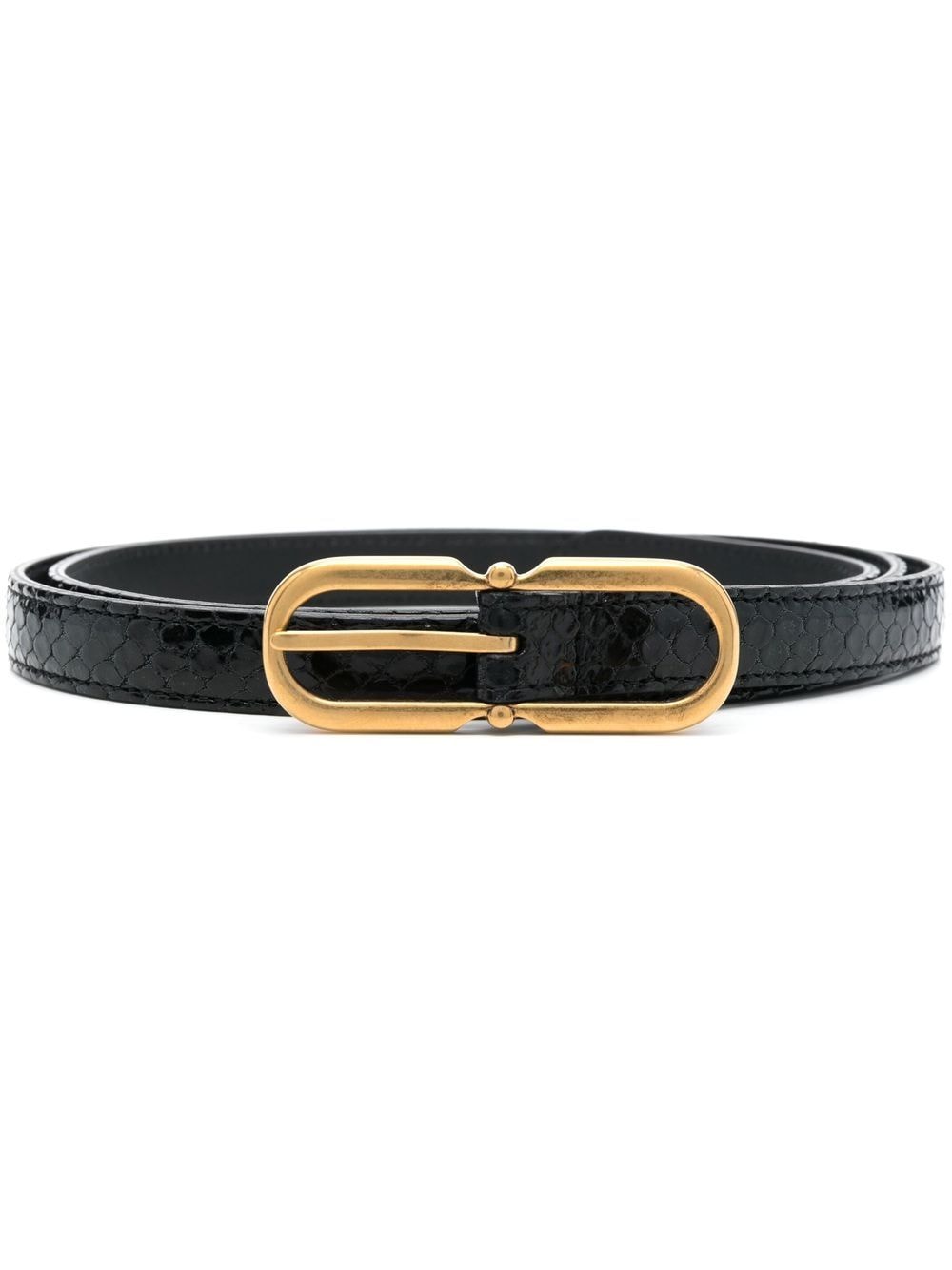 Saint Laurent horseshoe-buckle leather belt - Black von Saint Laurent