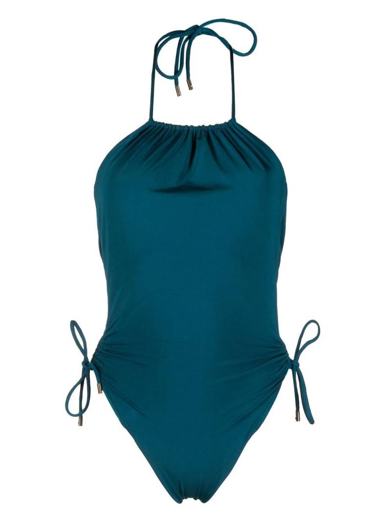 Saint Laurent lace-up detail swimsuit - Blue von Saint Laurent