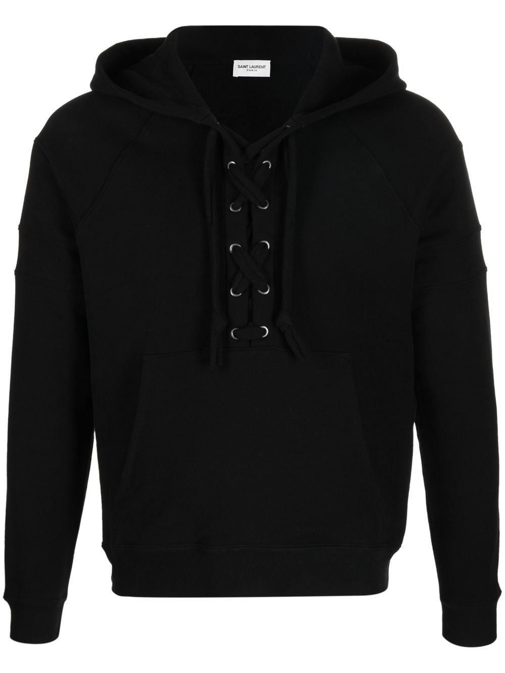 Saint Laurent lace-up organic-cotton hoodie - Black von Saint Laurent