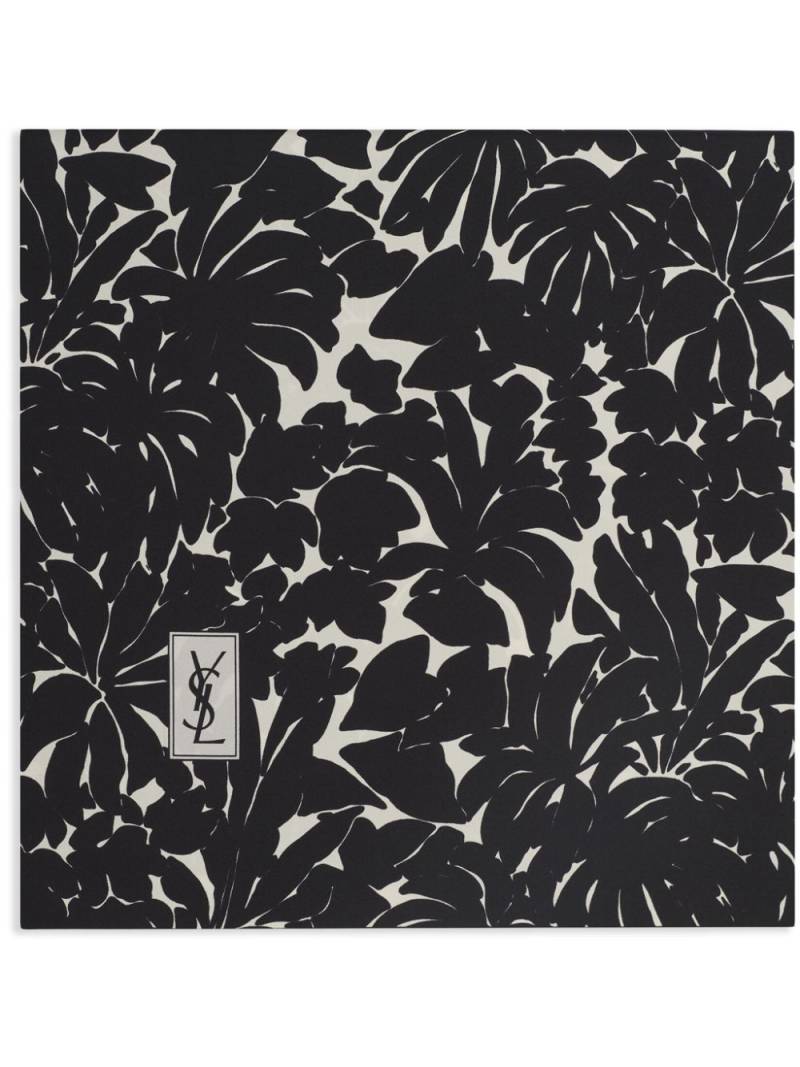 Saint Laurent leaf-print silk-twill scarf - Black von Saint Laurent