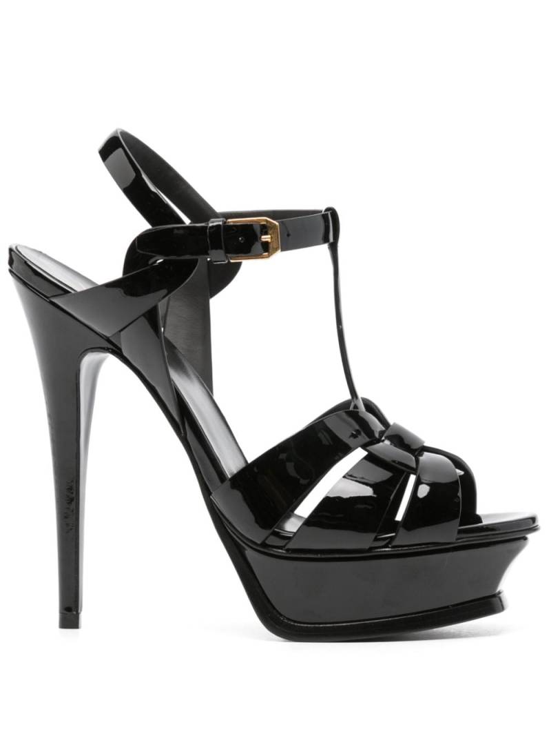 Saint Laurent leather platform sandals - Black von Saint Laurent