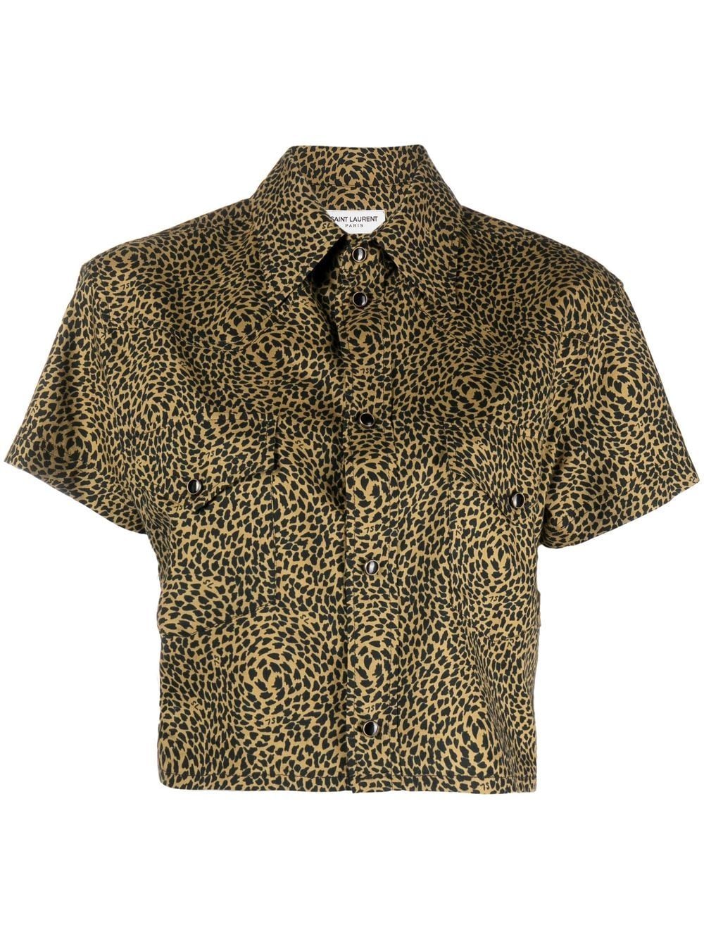 Saint Laurent leopard-print cropped shirt - Brown von Saint Laurent