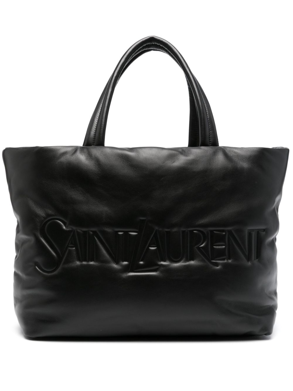 Saint Laurent logo-debossed leather tote bag - Black von Saint Laurent