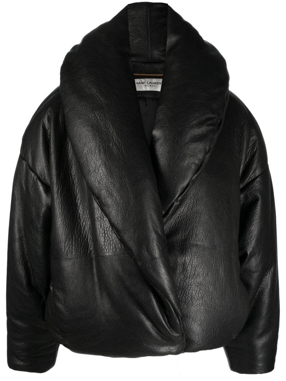Saint Laurent logo-debossed oversized leather jacket - Black von Saint Laurent