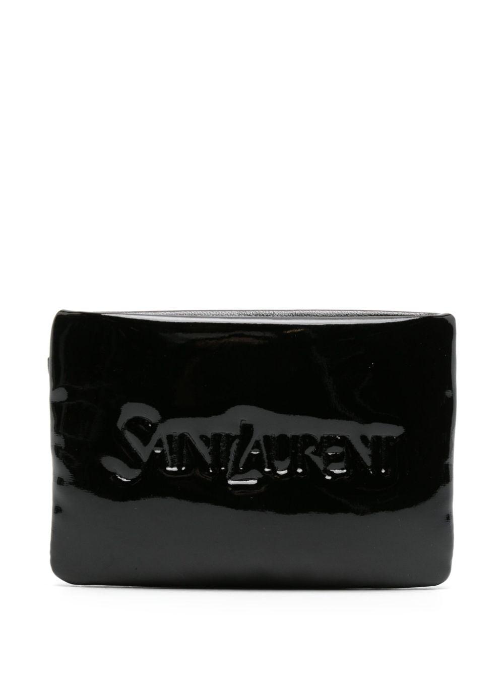 Saint Laurent logo-debossed patent-leather wallet - Black von Saint Laurent