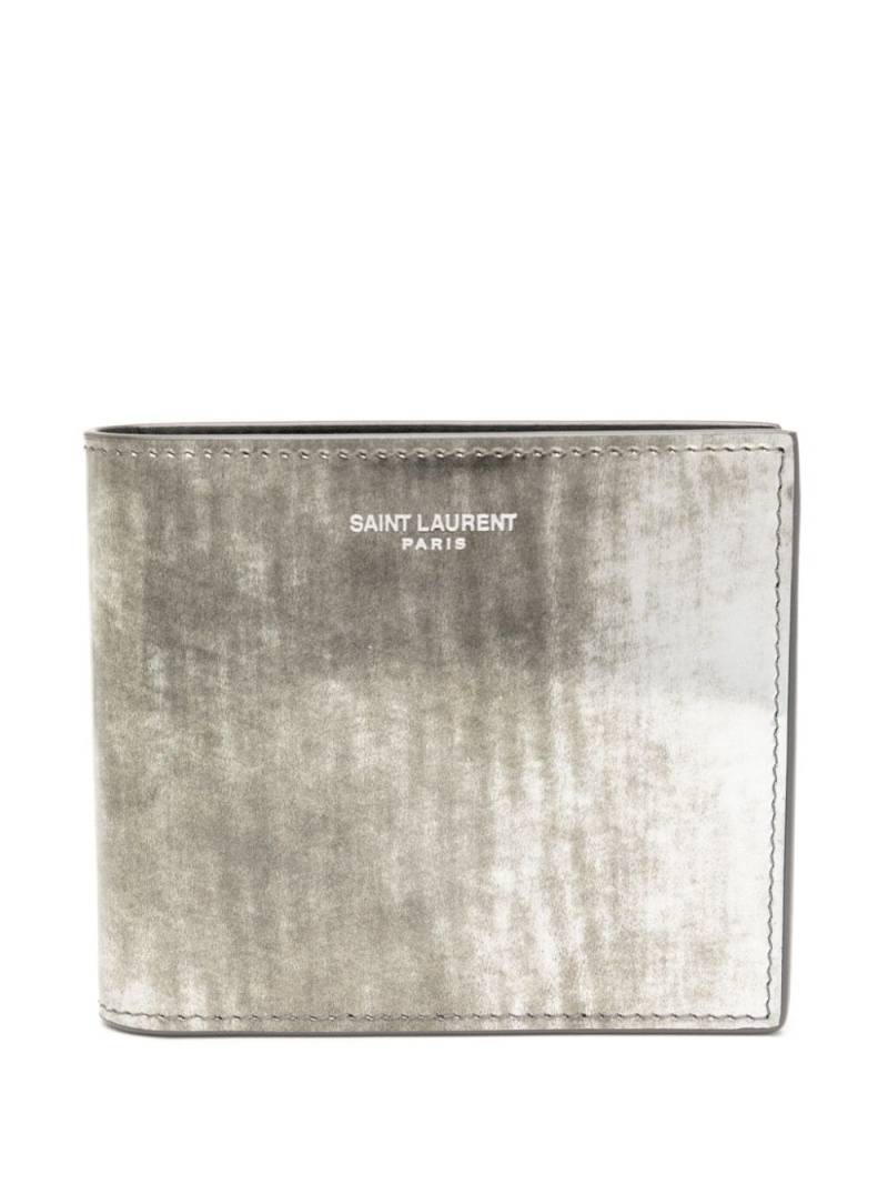 Saint Laurent logo-debossed reflective leather wallet - Grey von Saint Laurent