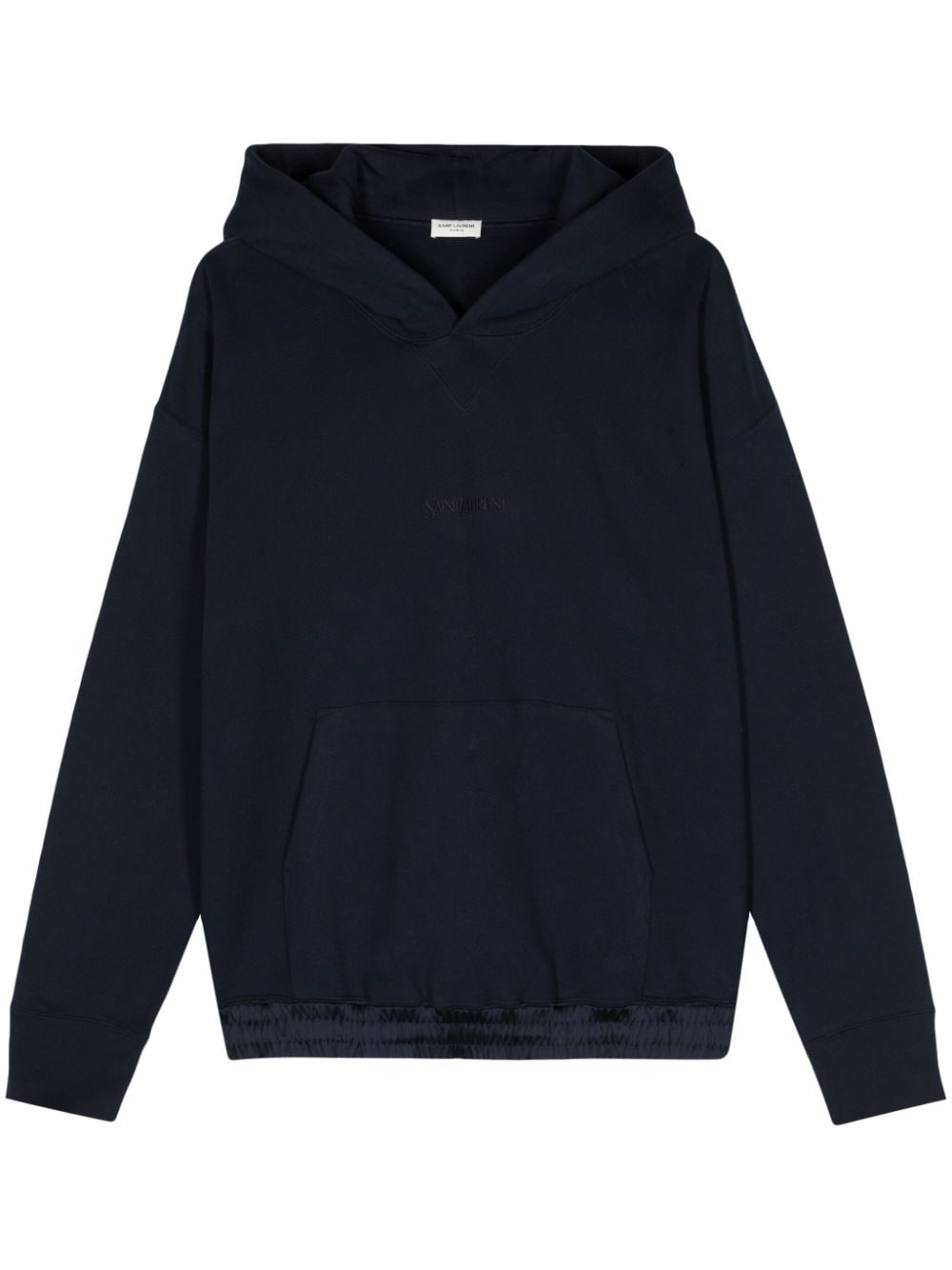 Saint Laurent logo-embroidered cotton hoodie - Blue von Saint Laurent