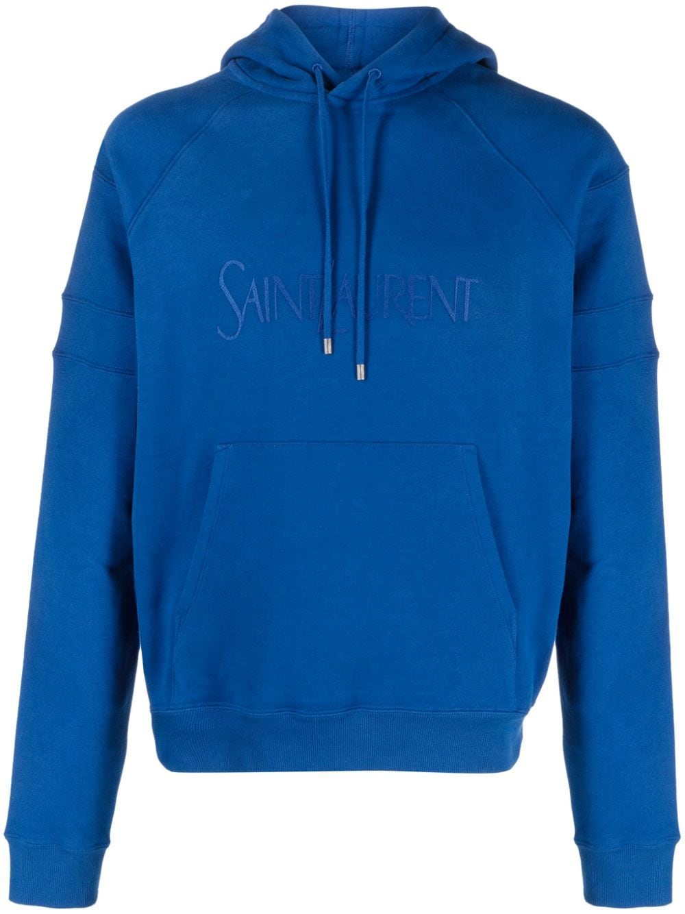Saint Laurent logo-embroidered cotton hoodie - Blue von Saint Laurent